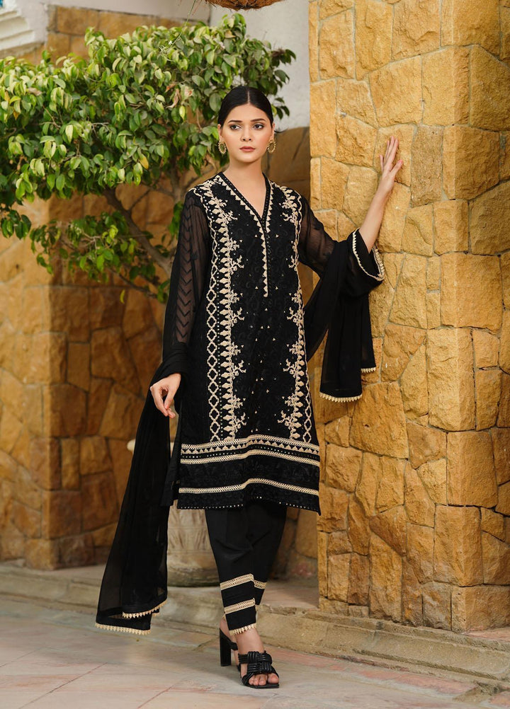 Shamooz Luxury Pret  Chiffon 3 Piece Suit SHM22RW SEM-0303 Chic Black