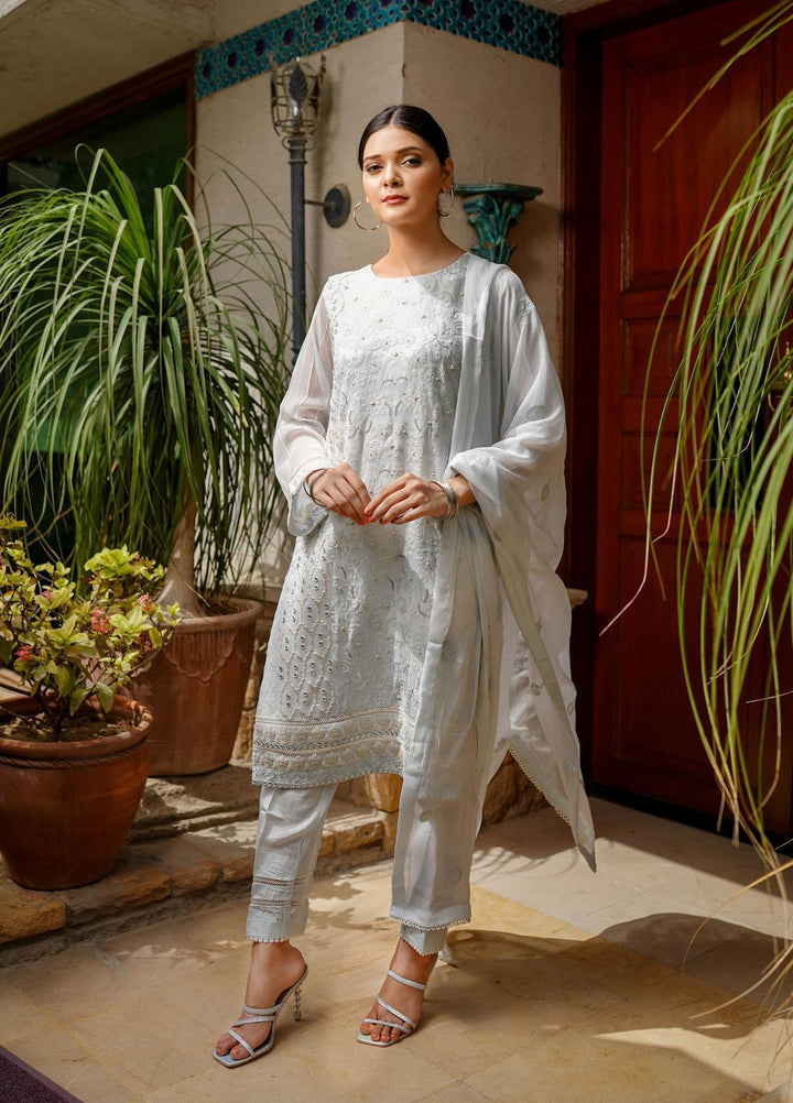 Shamooz Luxury Pret  Cotton Net 3 Piece Suit SHM22RW SEM-0299 Sky Grey