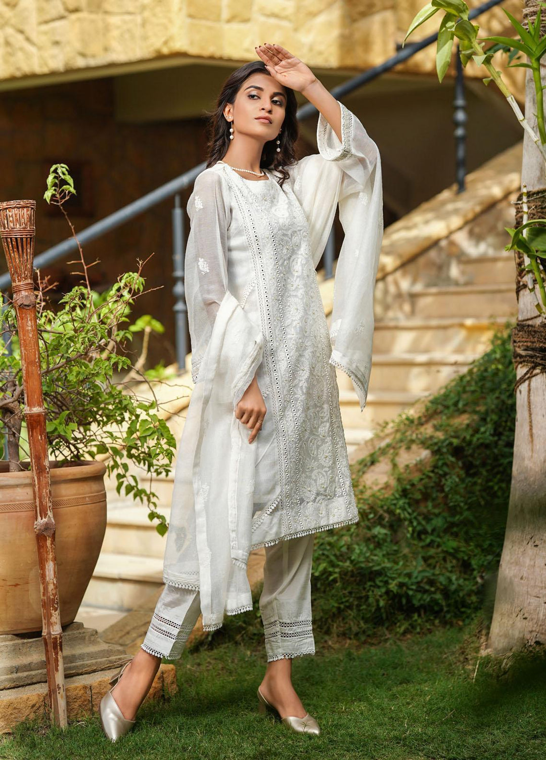Shamooz Luxury Pret  Cotton Net 3 Piece Suit SHM22RW SEM-0302 White