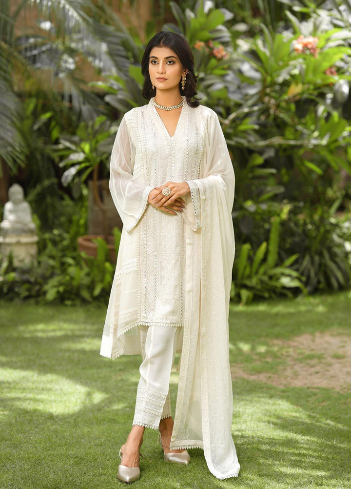 Shamooz Luxury Pret  Chiffon 3 Piece Suit SHM22RW SEM-0305 White Crew