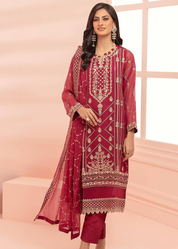 Shamooz Pret Embroidered Chiffon 3 Piece Suit SHM23C Magenta Purple SEM-0470