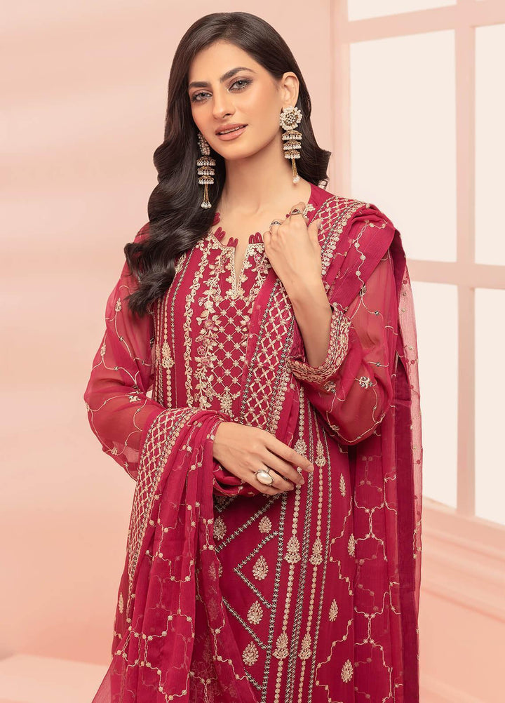 Shamooz Pret Embroidered Chiffon 3 Piece Suit SHM23C Magenta Purple SEM-0470