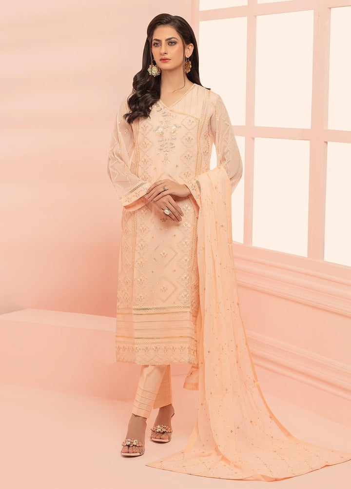Shamooz Pret Embroidered Chiffon 3 Piece Suit SHM23C Peach SEM-0464