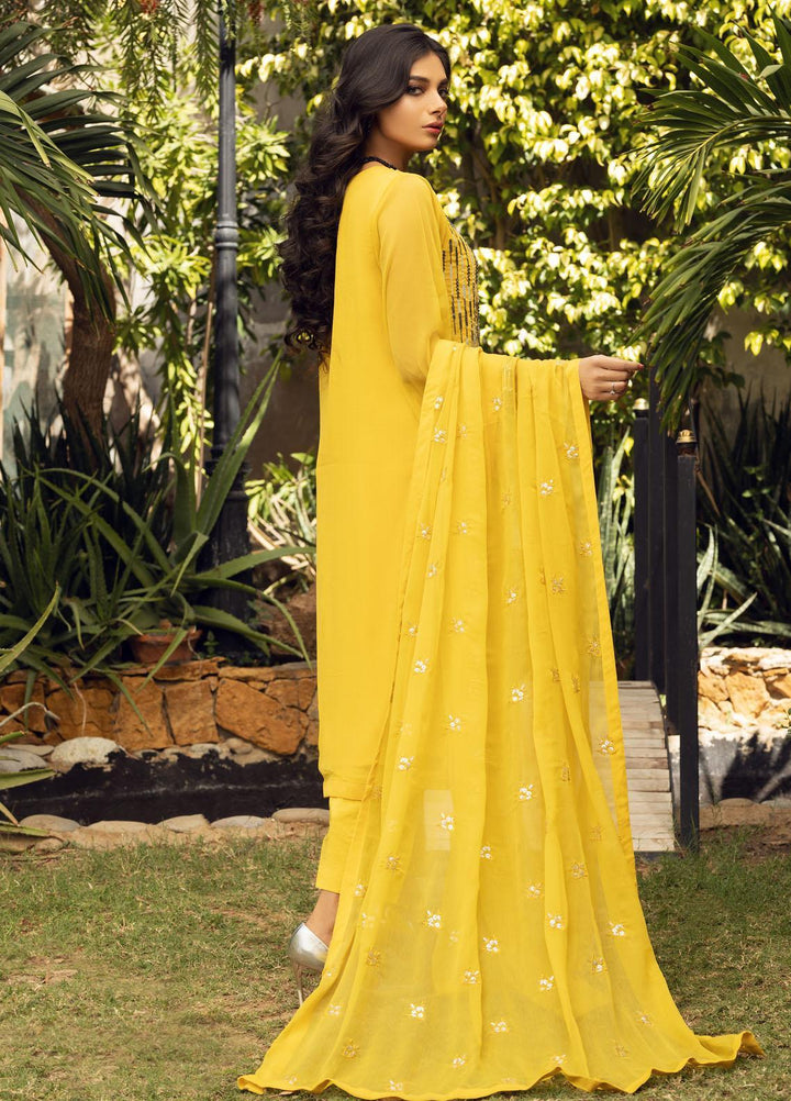 Shamooz Luxury Pret  Chiffon 3 Piece Dress SEM-0409 Yellow