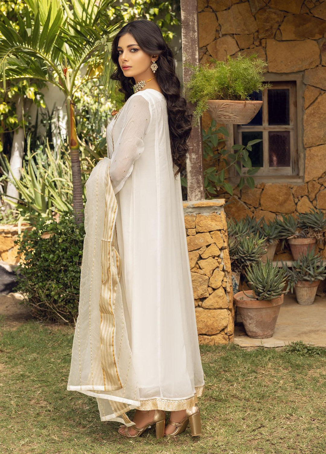 Shamooz Luxury Pret  Chiffon 3 Piece Dress SEM-0408 Daisy White
