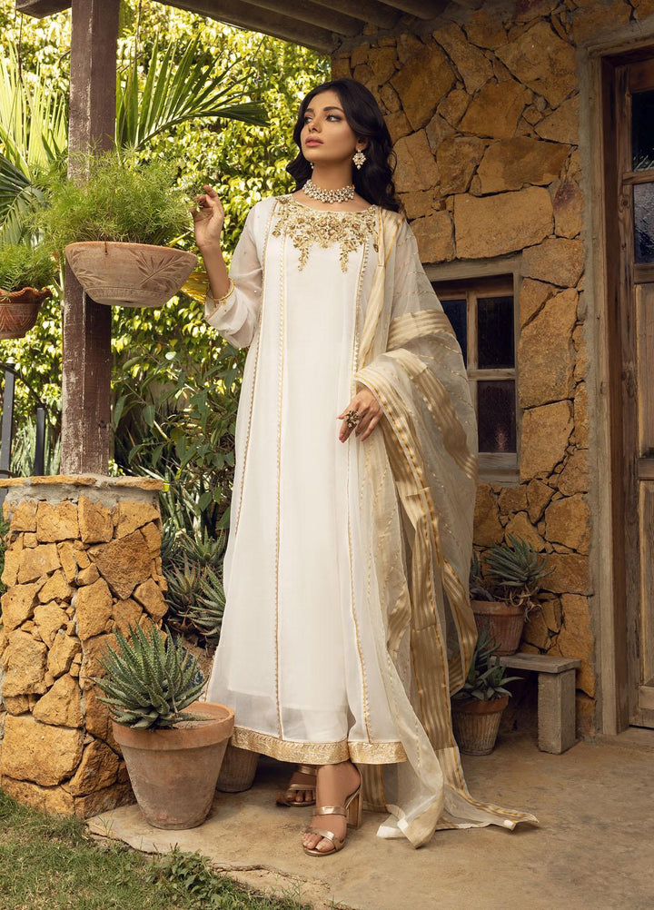 Shamooz Luxury Pret  Chiffon 3 Piece Dress SEM-0408 Daisy White