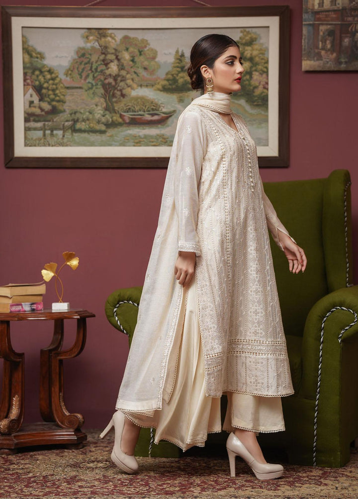 Shamooz Embroidered Khaadi Net Suits Unstitched 2 Piece SHM22UN Ivory SU-016 - Luxury Festive Collection