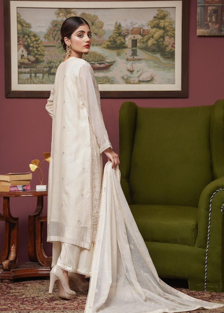 Shamooz Embroidered Khaadi Net Suits Unstitched 2 Piece SHM22UN Ivory SU-016 - Luxury Festive Collection