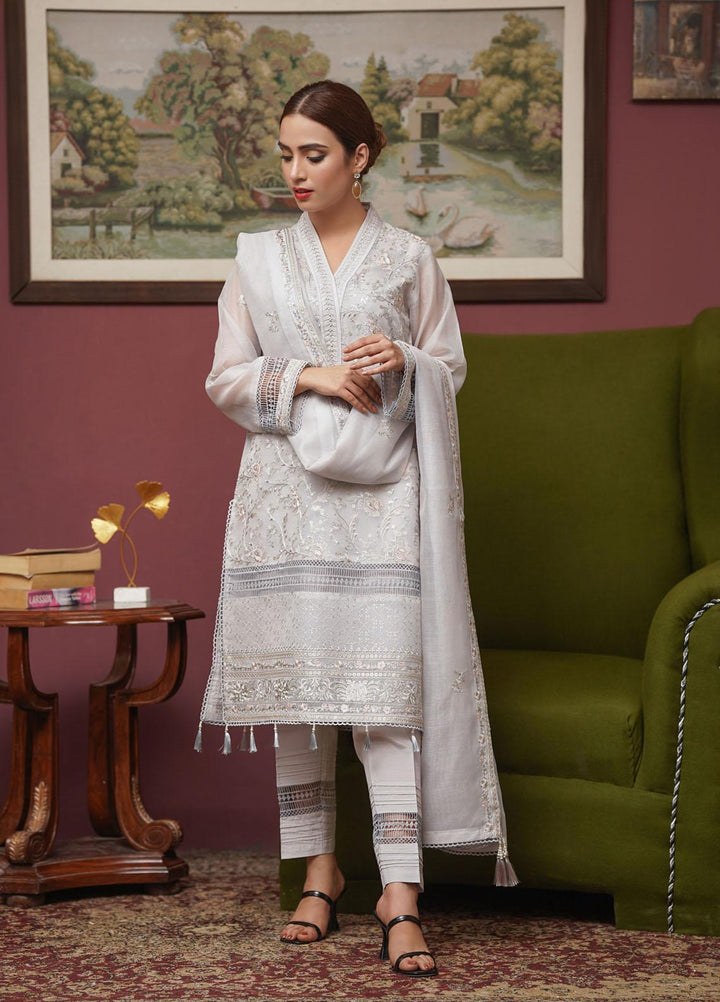 Shamooz Embroidered Silk Net Suits Unstitched 2 Piece SHM22UN Grey SU-024 - Luxury Festive Collection