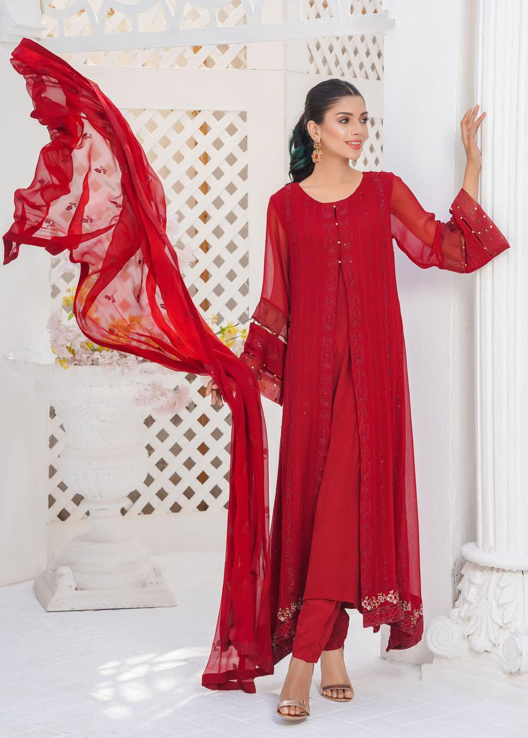 Shamooz Embroidered Chiffon Suits Unstitched 3 Piece SHM22W SU-028 - Winter Collection