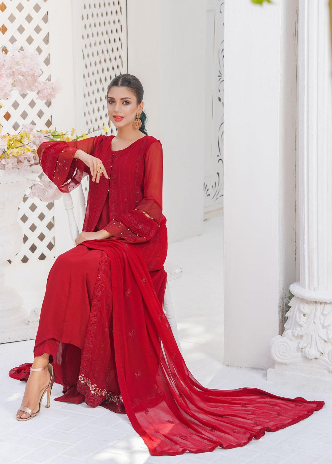 Shamooz Embroidered Chiffon Suits Unstitched 3 Piece SHM22W SU-028 - Winter Collection