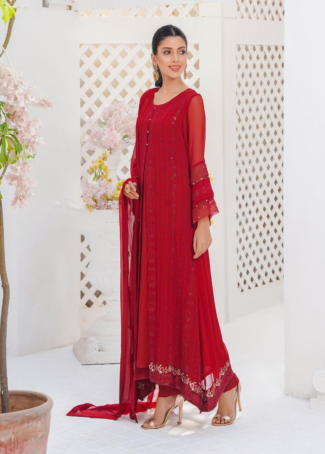 Shamooz Embroidered Chiffon Suits Unstitched 3 Piece SHM22W SU-028 - Winter Collection