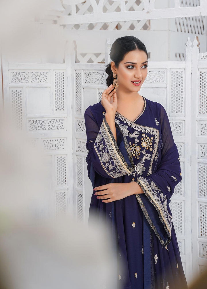 Shamooz Embroidered Chiffon Suits Unstitched 3 Piece SHM22W SU-031 - Winter Collection