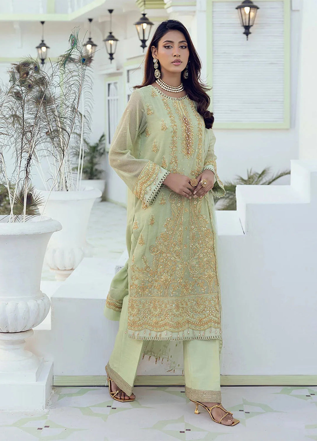 Shan e Festive by Salitex Embroidered Cotton Net Suits Unstitched 3 Piece SUNW6NO001UT - Festive Collection