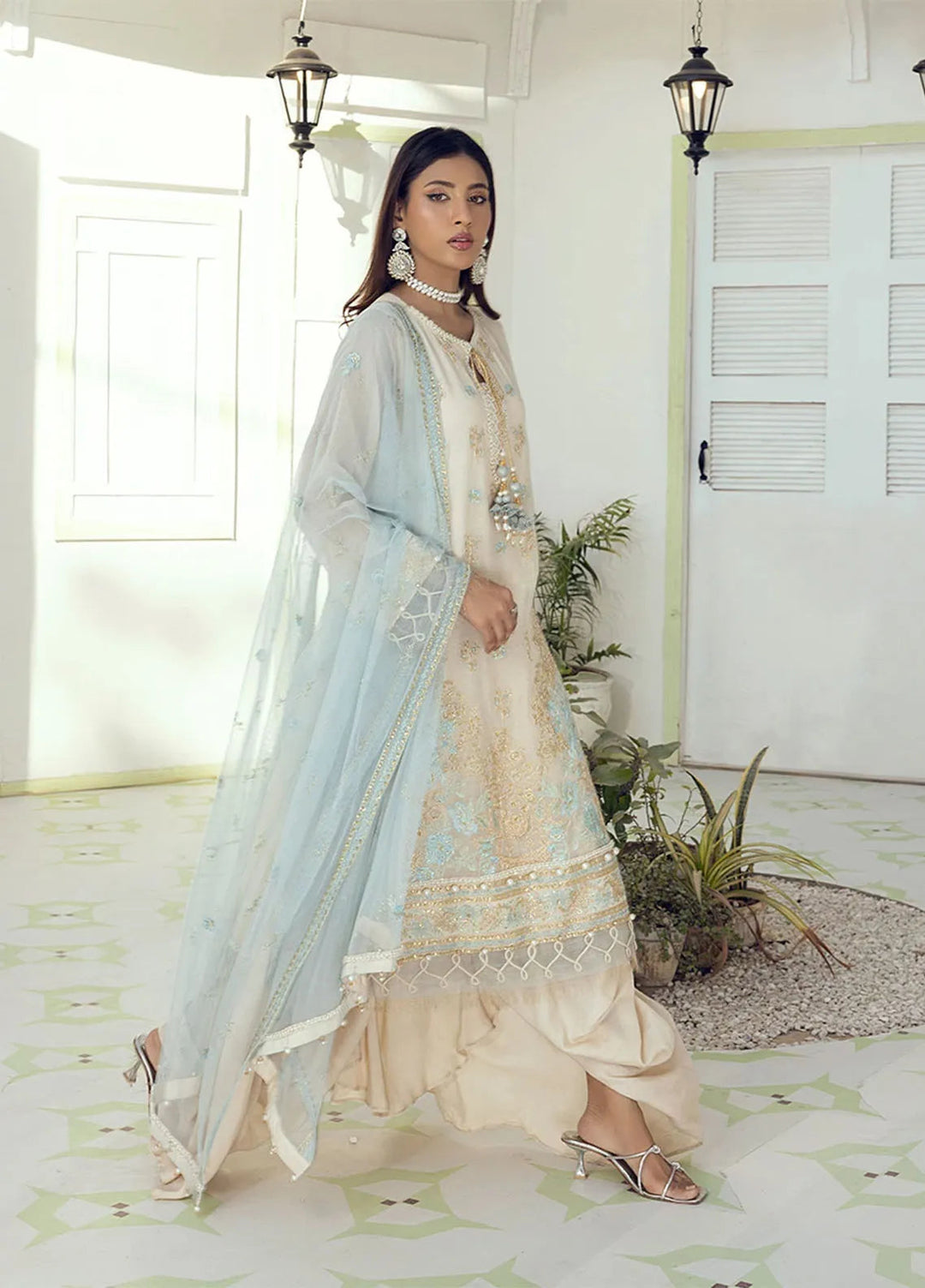 Shan e Festive by Salitex Embroidered Cotton Net Suits Unstitched 3 Piece SUNW6NO005UT - Festive Collection