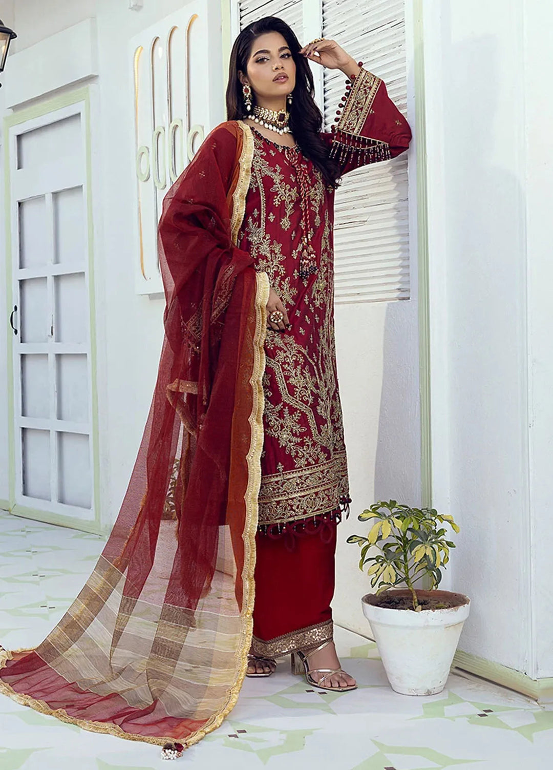 Shan e Festive by Salitex Embroidered Cotton Silk Suits Unstitched 3 Piece SUNW6NO008UT - Festive Collection
