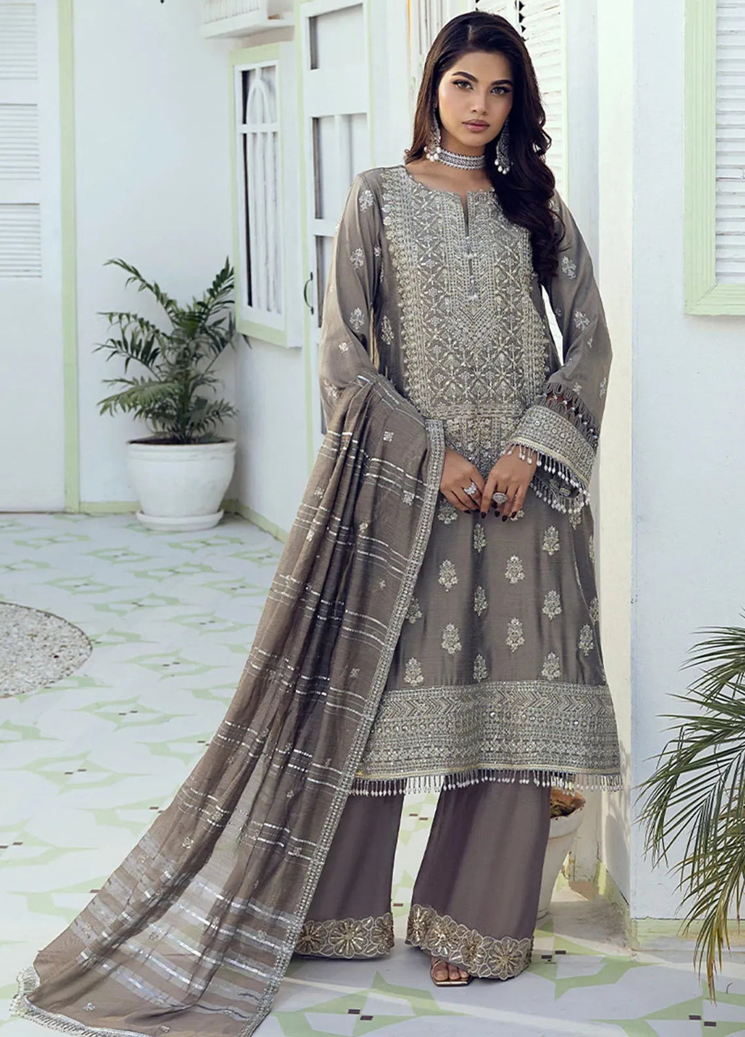 Shan e Festive by Salitex Embroidered Cotton Silk Suits Unstitched 3 Piece SUNW6NO009UT - Festive Collection