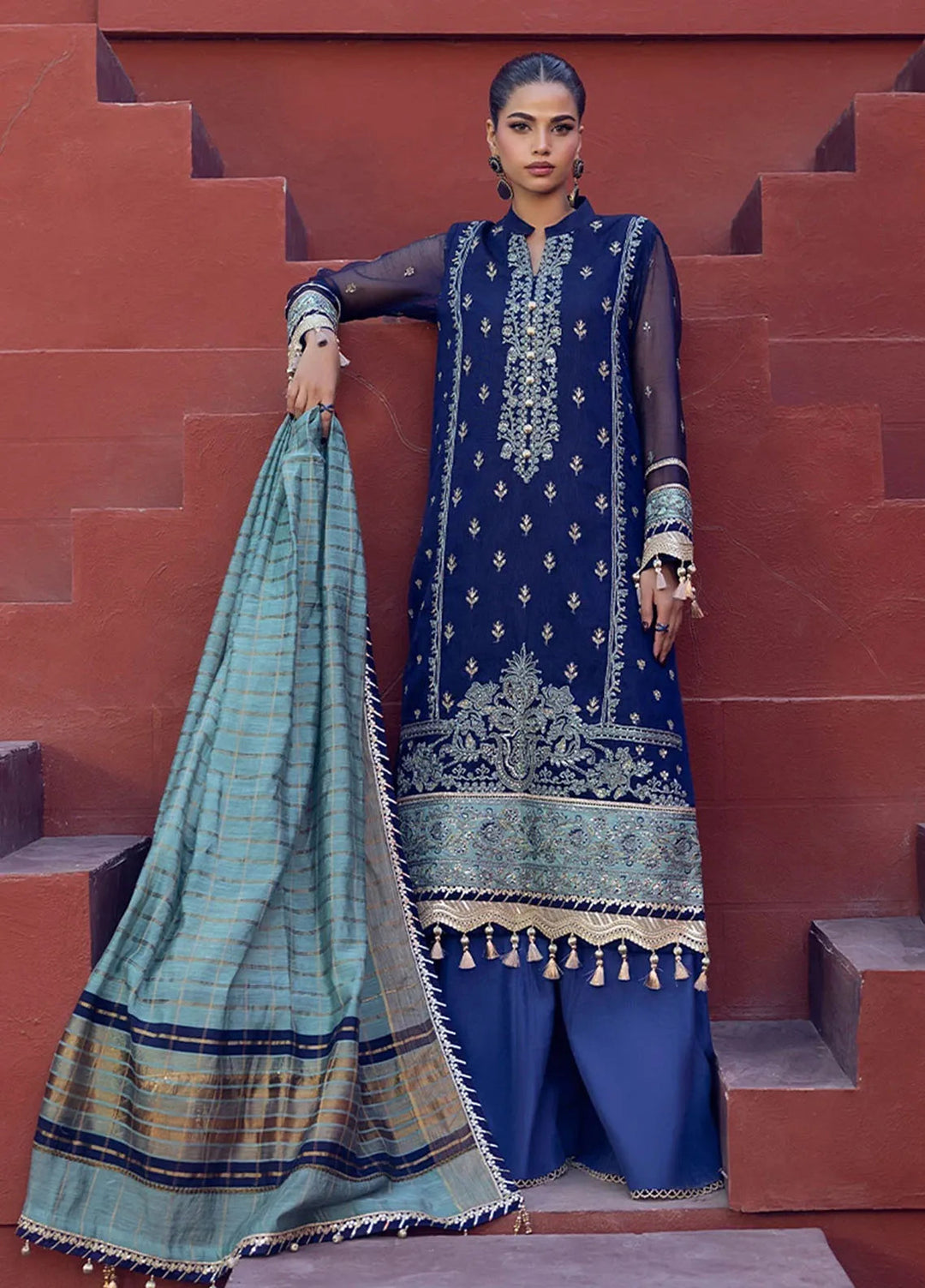 Shan e Festive by Salitex Embroidered Khaddi Net Suits Unstitched 3 Piece SUNW6JI018UT - Festive Collection