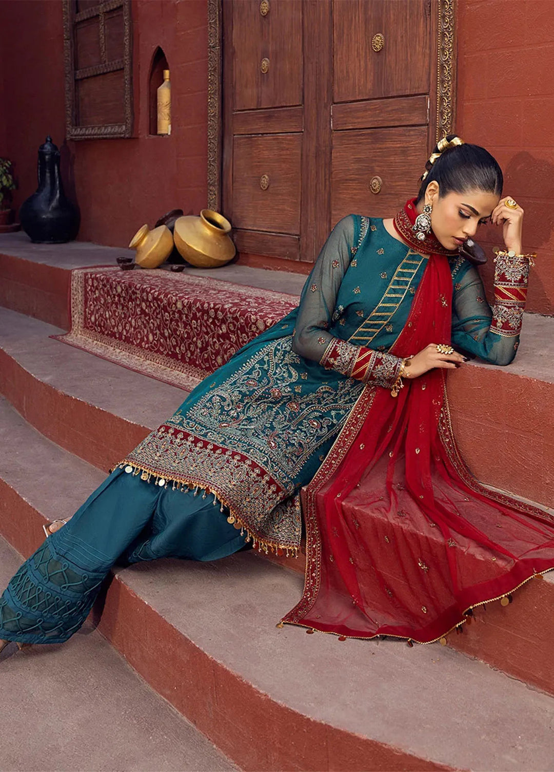 Shan e Festive by Salitex Embroidered Khaddi Net Suits Unstitched 3 Piece SUNW6JI021UT - Festive Collection