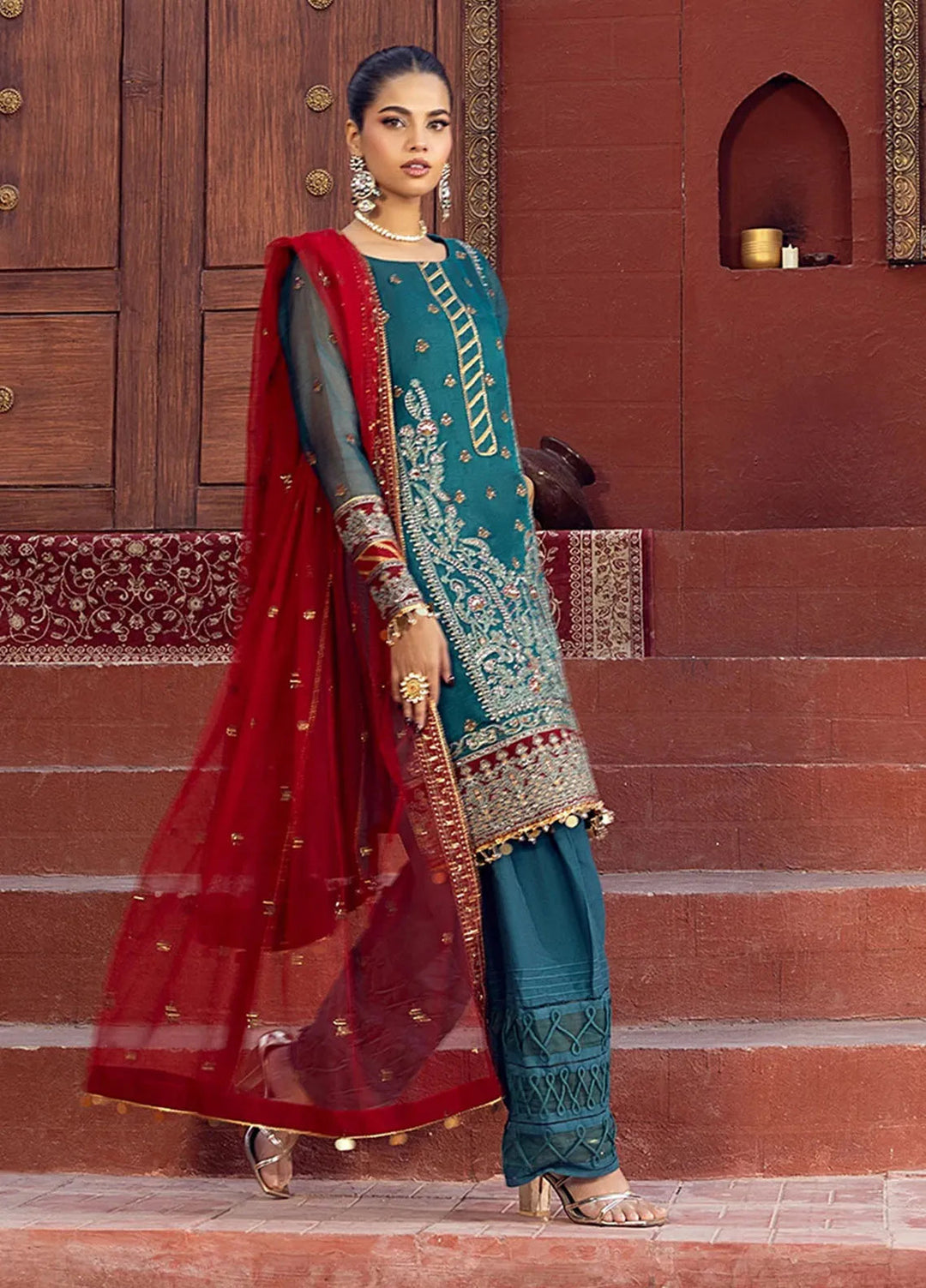 Shan e Festive by Salitex Embroidered Khaddi Net Suits Unstitched 3 Piece SUNW6JI021UT - Festive Collection