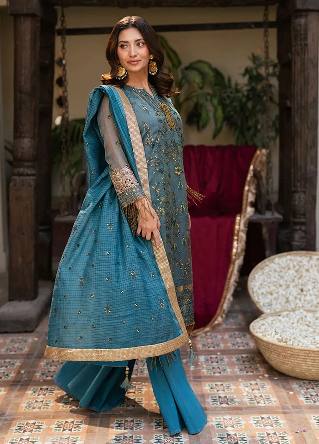 Shan e Festive by Salitex Embroidered Khaddi Net Suits Unstitched 3 Piece SUNW6JI039UT - Festive Collection