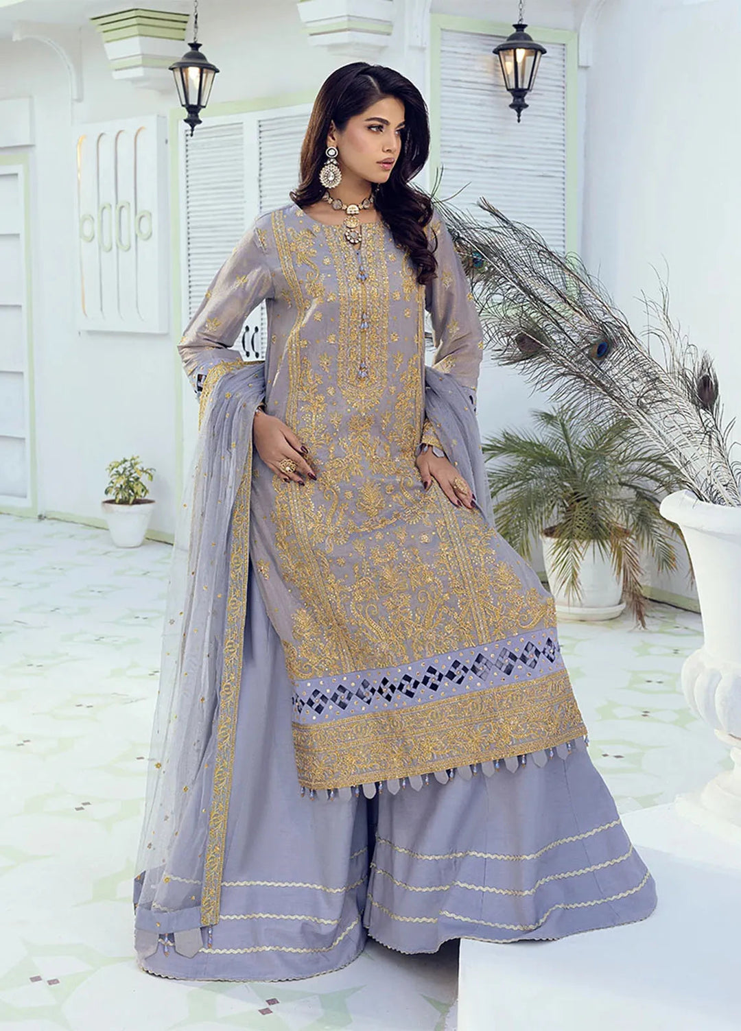 Shan e Festive by Salitex Embroidered Net Suits Unstitched 3 Piece SUNW6NO011UT - Festive Collection