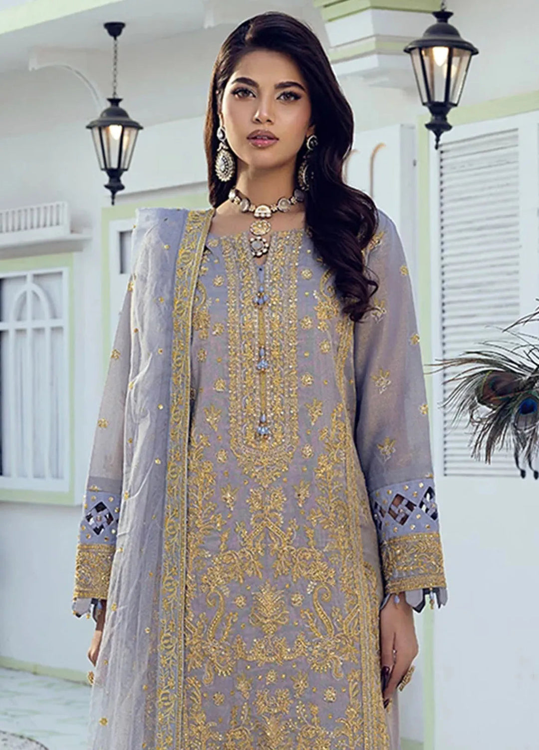 Shan e Festive by Salitex Embroidered Net Suits Unstitched 3 Piece SUNW6NO011UT - Festive Collection