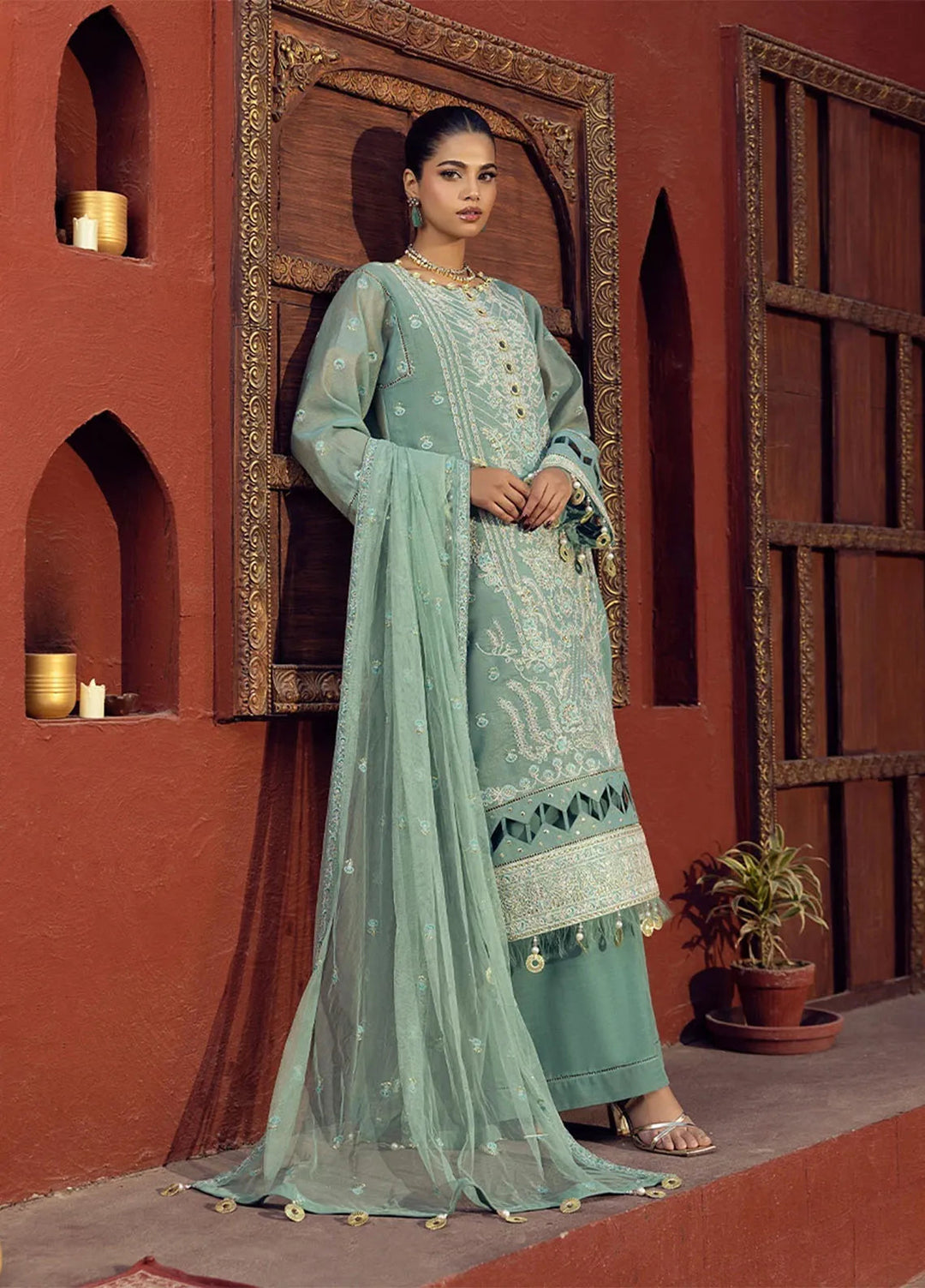Shan e Festive by Salitex Embroidered Zari Suits Unstitched 3 Piece SUNW6JI013UT - Festive Collection