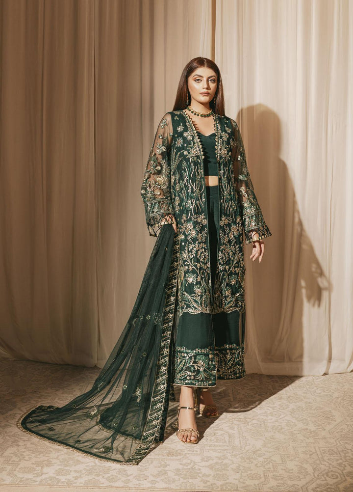 Shanyera Embroidered Net Suits Unstitched 3 Piece SHN22AR A1- Majestic Jade - Wedding Collection