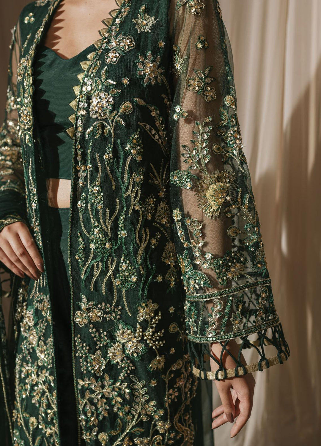 Shanyera Embroidered Net Suits Unstitched 3 Piece SHN22AR A1- Majestic Jade - Wedding Collection