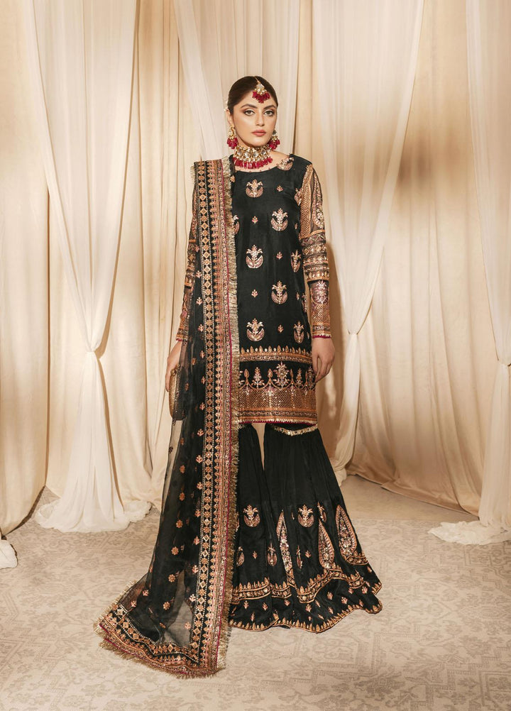 Shanyera Embroidered Organza Suits Unstitched 3 Piece SHN22AR A6 - Black Enchant - Wedding Collection