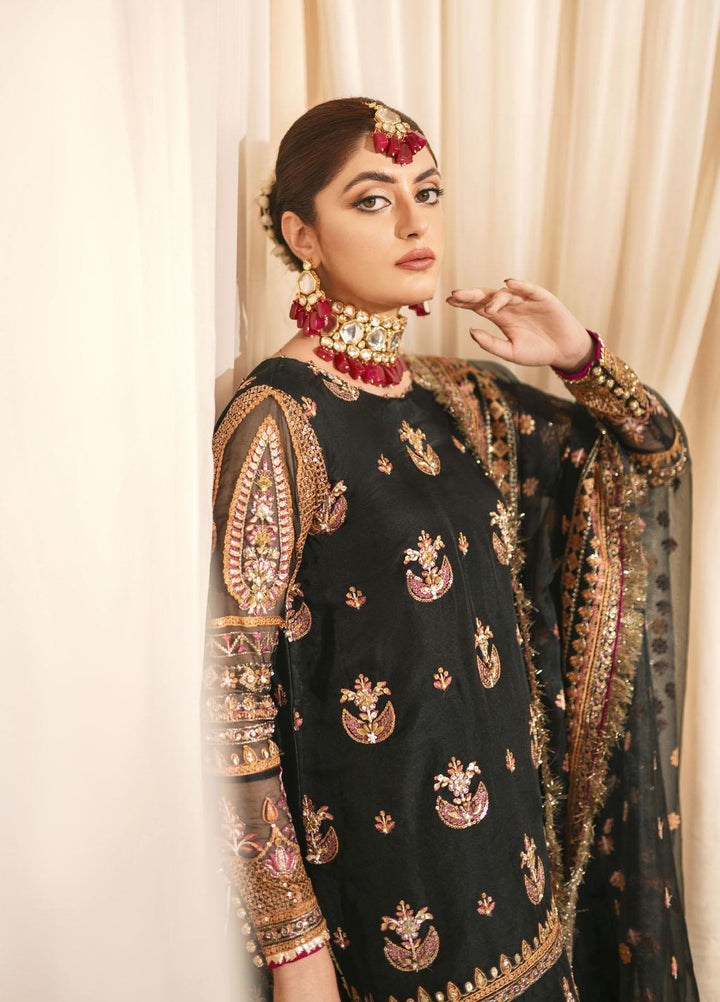 Shanyera Embroidered Organza Suits Unstitched 3 Piece SHN22AR A6 - Black Enchant - Wedding Collection