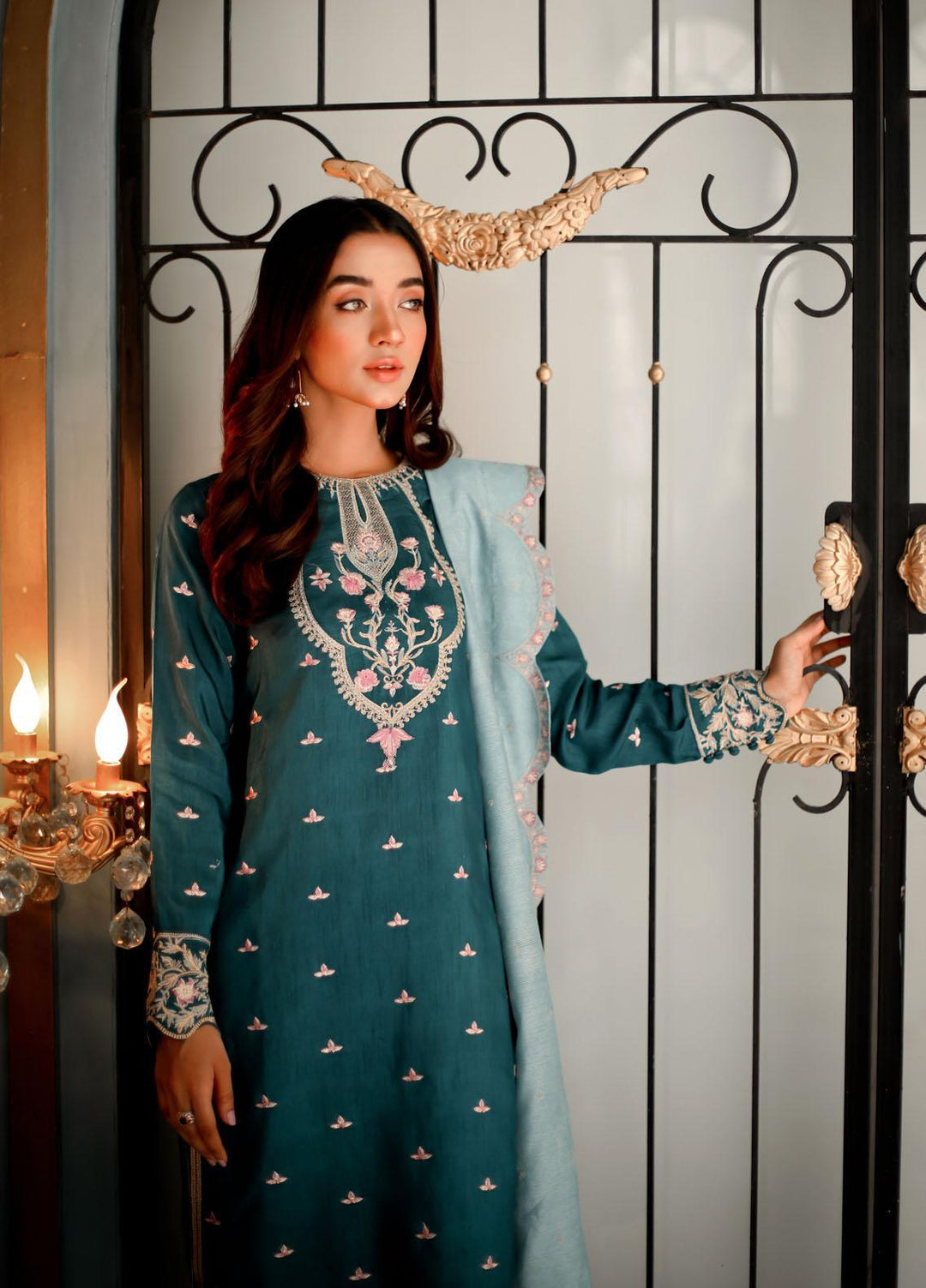 Shanyera Luxury Pret  Raw Silk 3 Piece Dress SHN21LP D-01 Peacock Allure