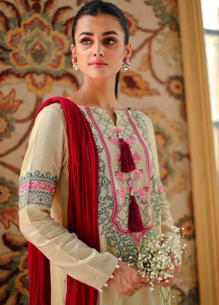 Shanyera Luxury Pret  Raw Silk 3 Piece Dress SHN21LP D-05 Beige Beauty