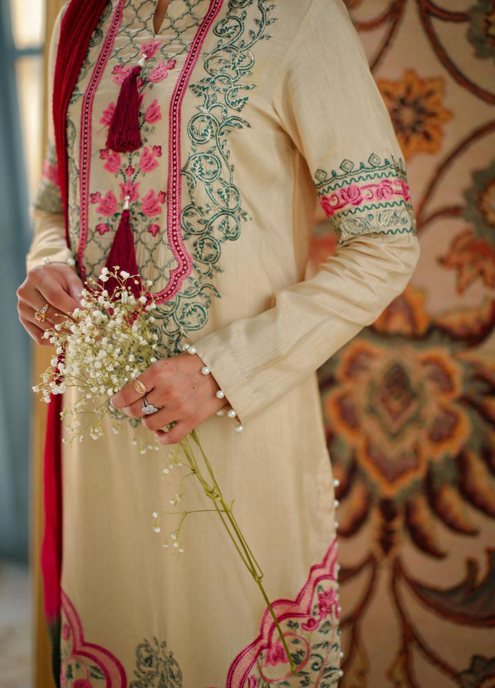 Shanyera Luxury Pret  Raw Silk 3 Piece Dress SHN21LP D-05 Beige Beauty