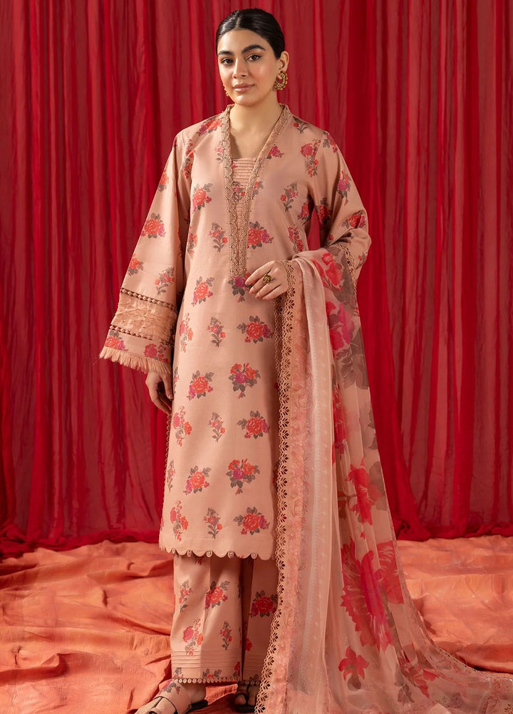 Sheen by Alizeh Fashion Printed Lawn Suits Unstitched 3 Piece AFB24SH D-03 Coral Peach - Summer Collection