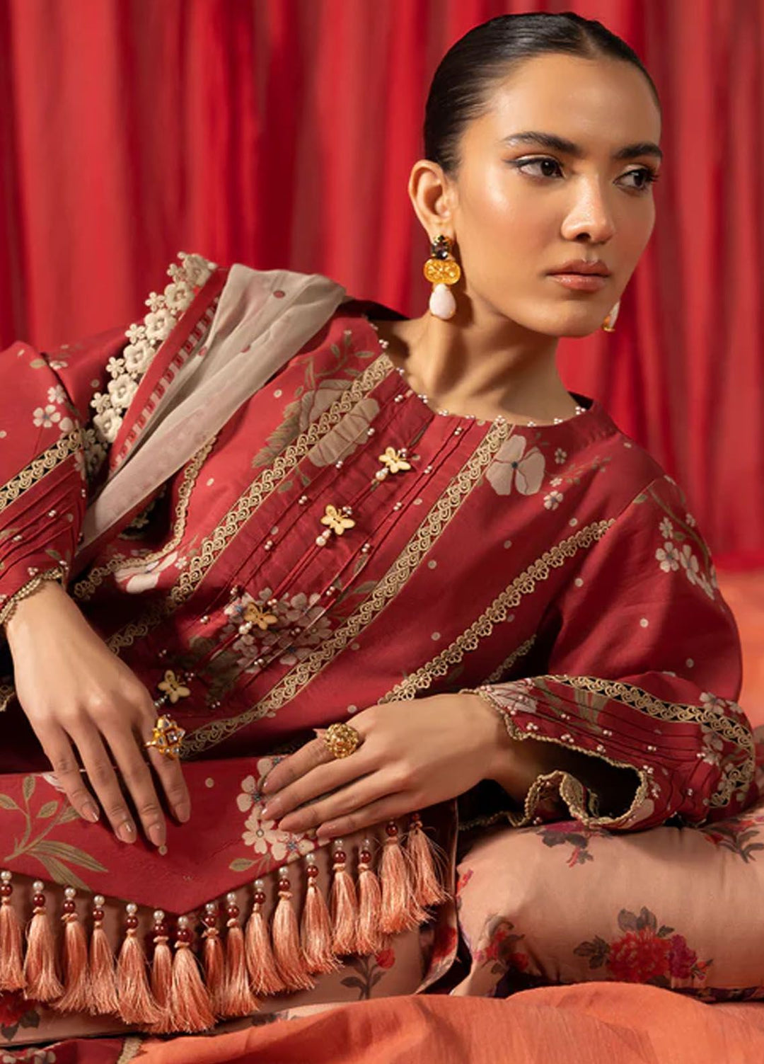 Sheen by Alizeh Fashion Printed Lawn Suits Unstitched 3 Piece AFB24SH D-06 Russet - Summer Collection