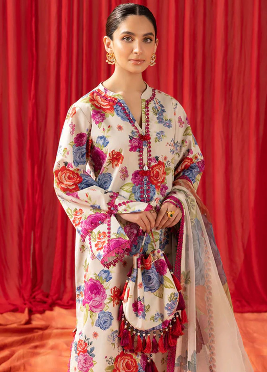 Sheen by Alizeh Fashion Printed Lawn Suits Unstitched 3 Piece AFB24SH D-10 Luna Rose - Summer Collection