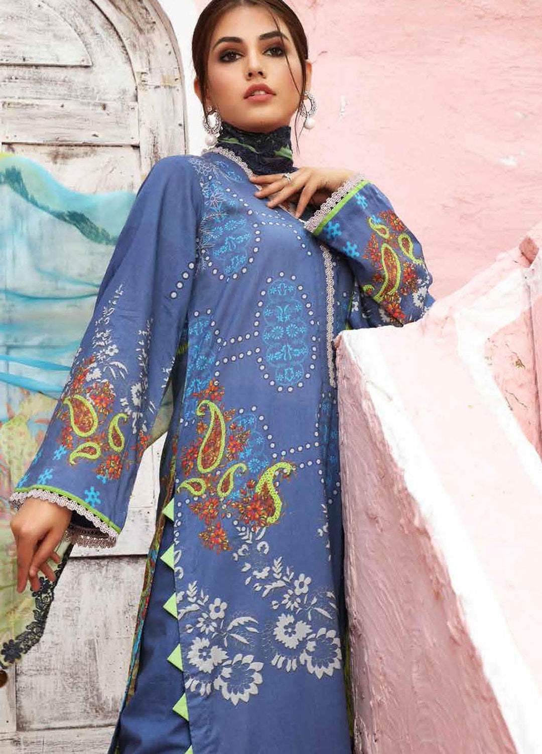 Sheen by Charizma Embroidered Lawn Suits Unstitched 3 Piece CRZ21SH Aquatic Wave SH-05 - Summer Collection