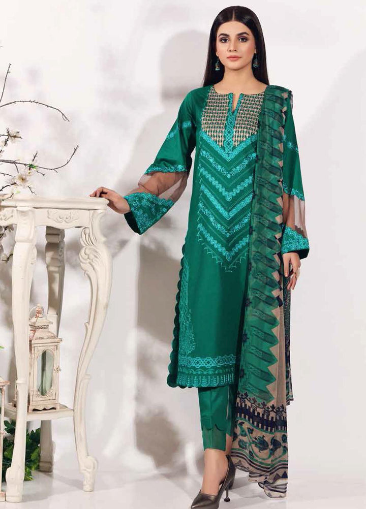 Sheen by Charizma Embroidered Lawn Suits Unstitched 3 Piece CRZ21SH Spearmint Green SH-07 - Summer Collection