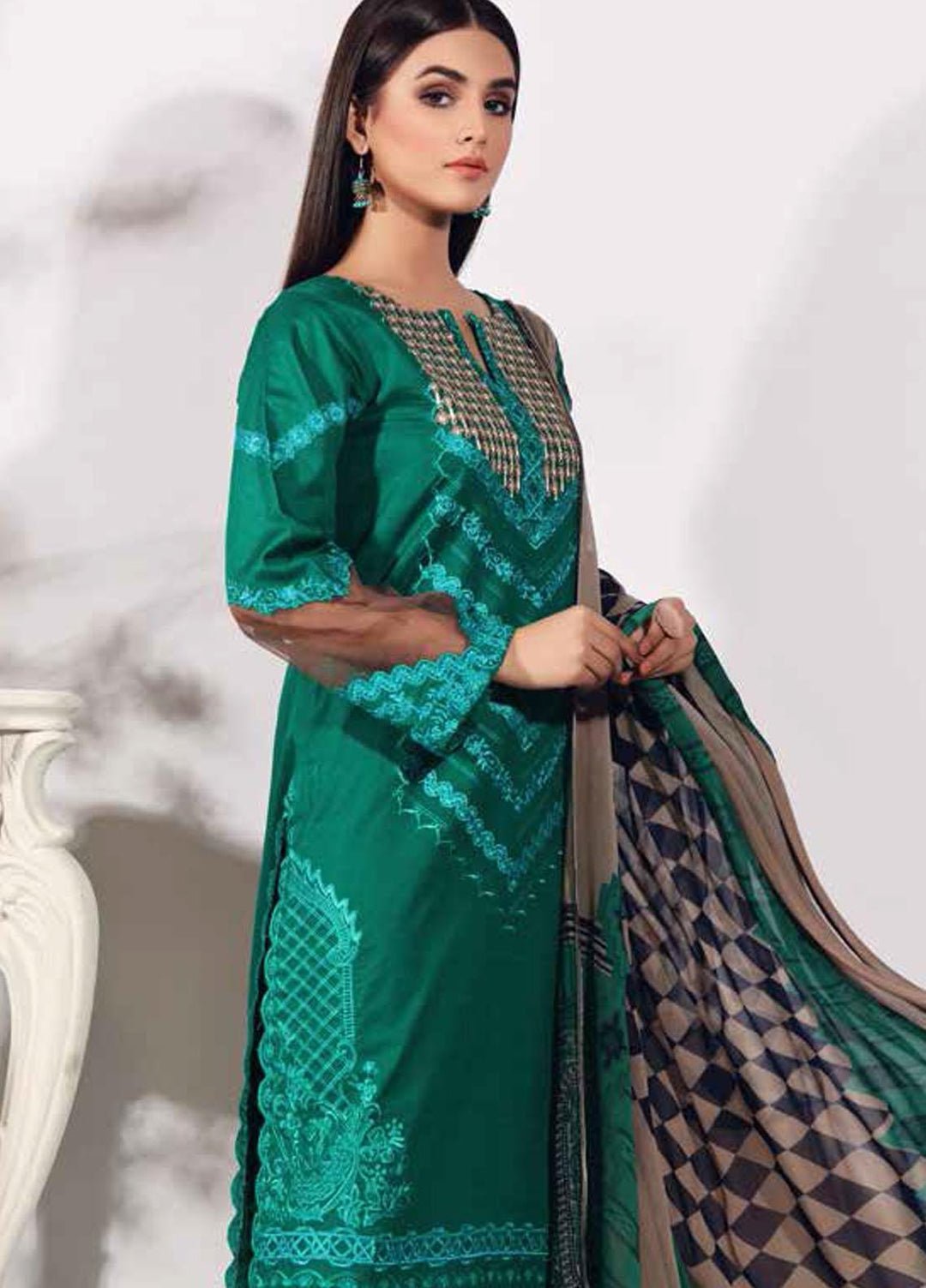 Sheen by Charizma Embroidered Lawn Suits Unstitched 3 Piece CRZ21SH Spearmint Green SH-07 - Summer Collection