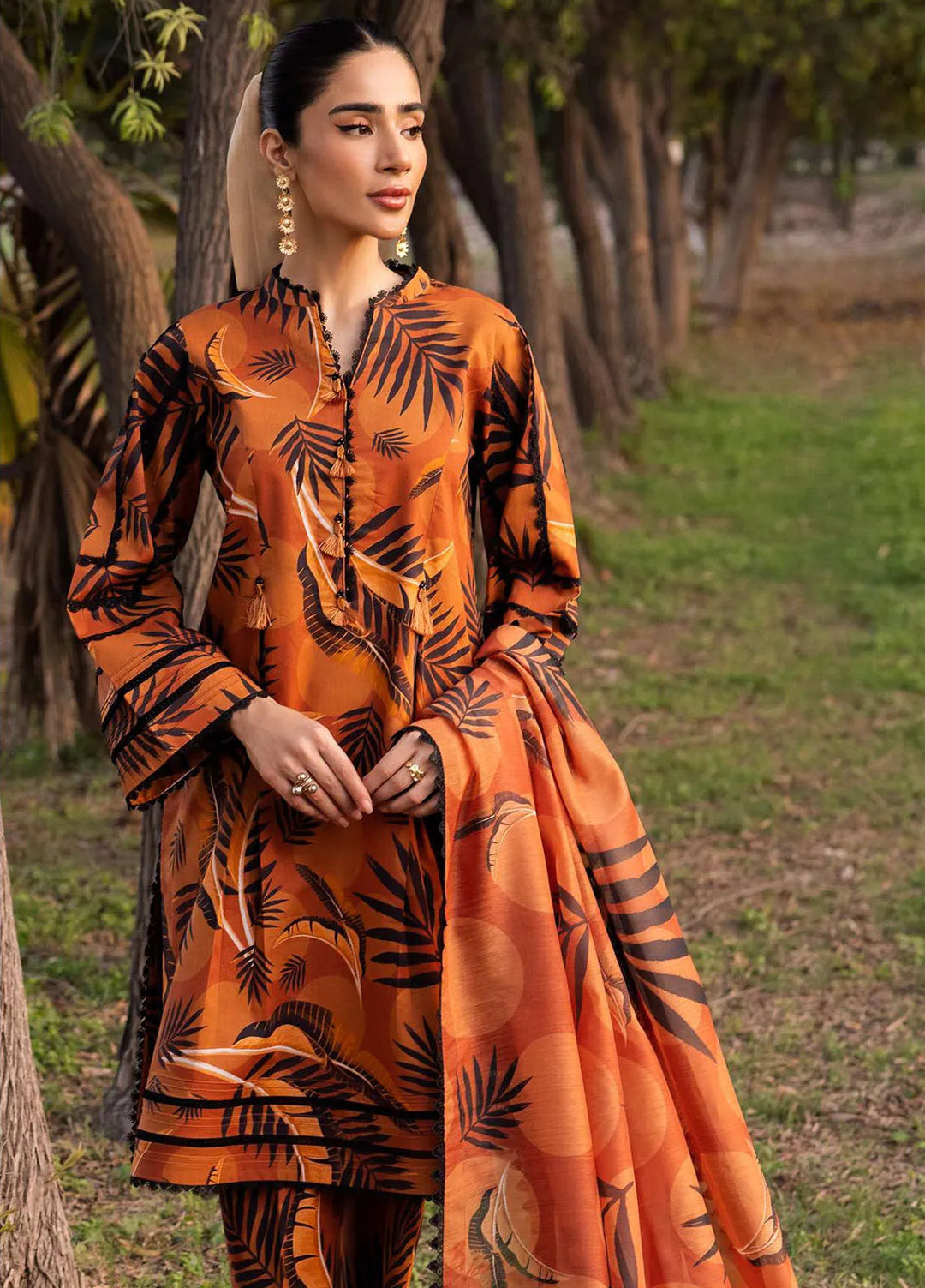 Sheen Prints By Alizeh Fashion Printed Lawn Suit Unstitched 3 Piece AFB24S2 6013-Marigold - Summer Collection