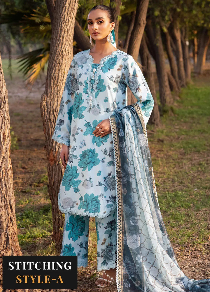 Sheen Prints By Alizeh Fashion Printed Lawn Suit Unstitched 3 Piece AFB24S2 6019-Bluet - Summer Collection