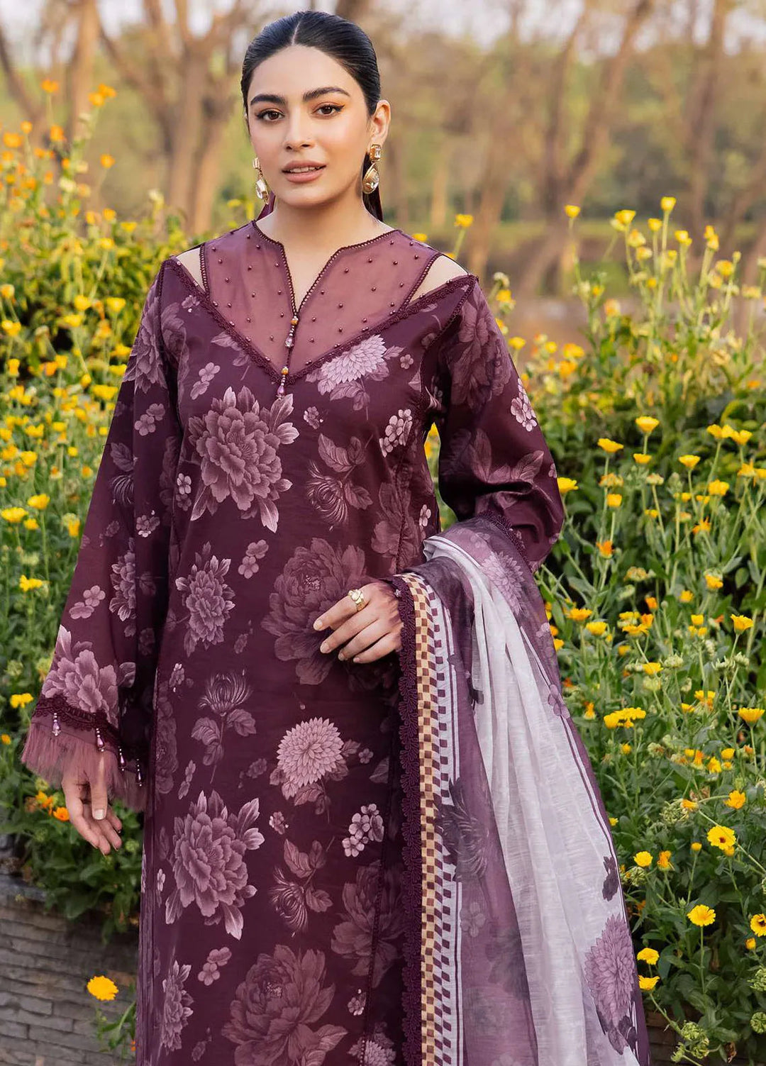 Sheen Prints By Alizeh Fashion Printed Lawn Suit Unstitched 3 Piece AFB24S2 6020-Aster - Summer Collection