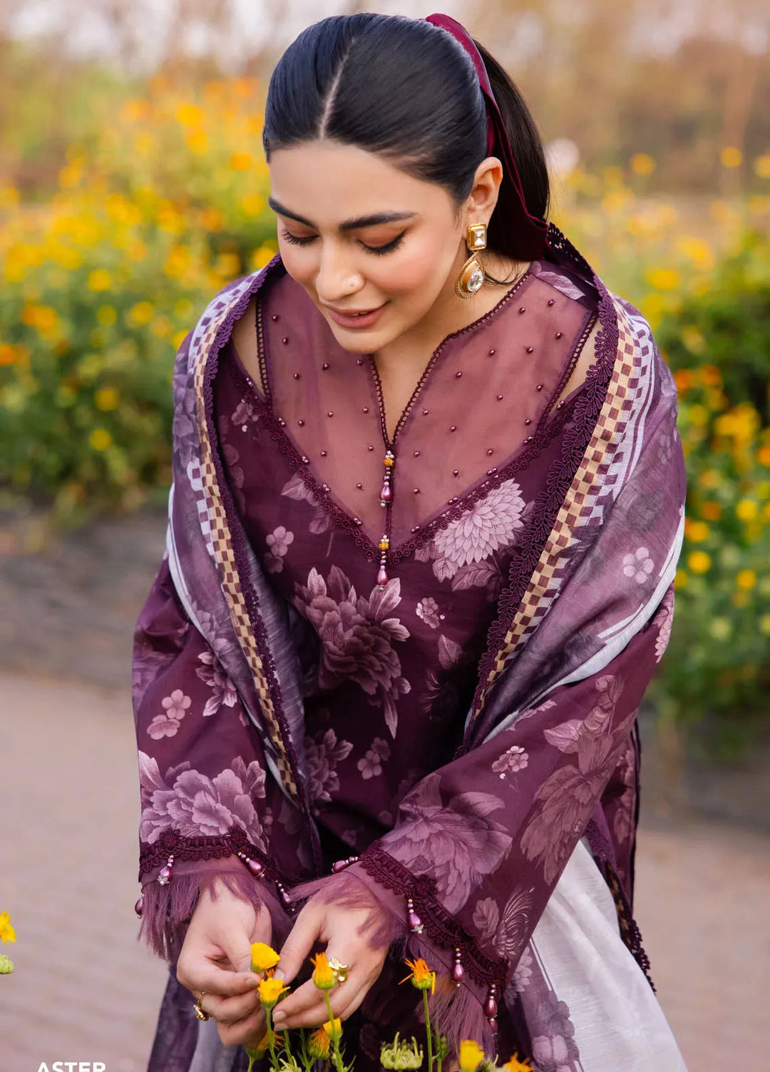 Sheen Prints By Alizeh Fashion Printed Lawn Suit Unstitched 3 Piece AFB24S2 6020-Aster - Summer Collection