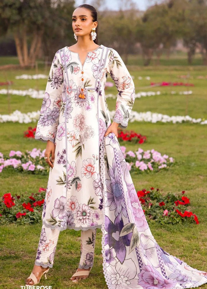 Sheen Prints By Alizeh Fashion Printed Lawn Suit Unstitched 3 Piece AFB24S2 6024-Tuberose - Summer Collection