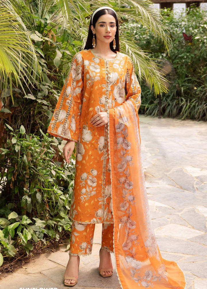 Sheen Prints By Alizeh Fashion Printed Lawn Suit Unstitched 3 Piece AFB24S2 6025-Sunflower - Summer Collection