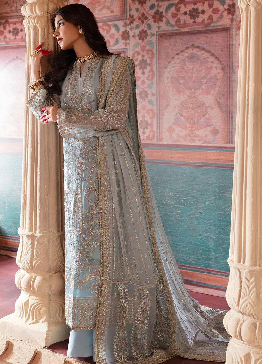 Shehnai by Afrozeh Embroidered Chiffon Suits Unstitched 3 Piece AF23WF Roop - Wedding Formal Collection
