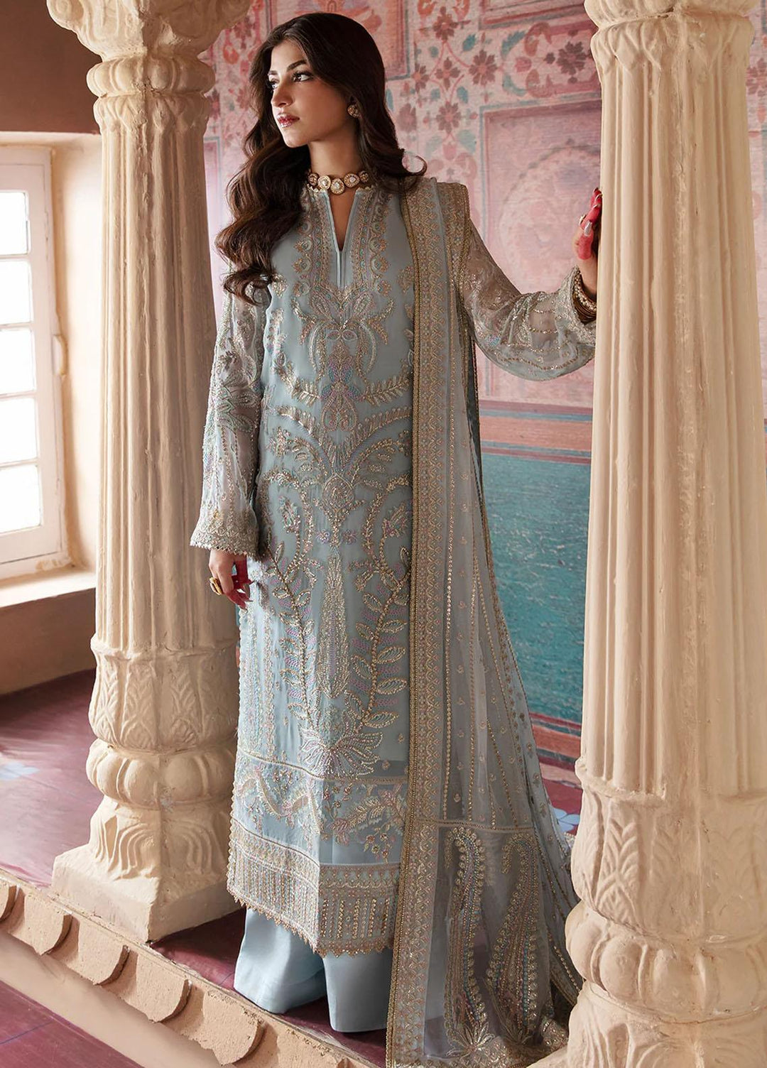 Shehnai by Afrozeh Embroidered Chiffon Suits Unstitched 3 Piece AF23WF Roop - Wedding Formal Collection