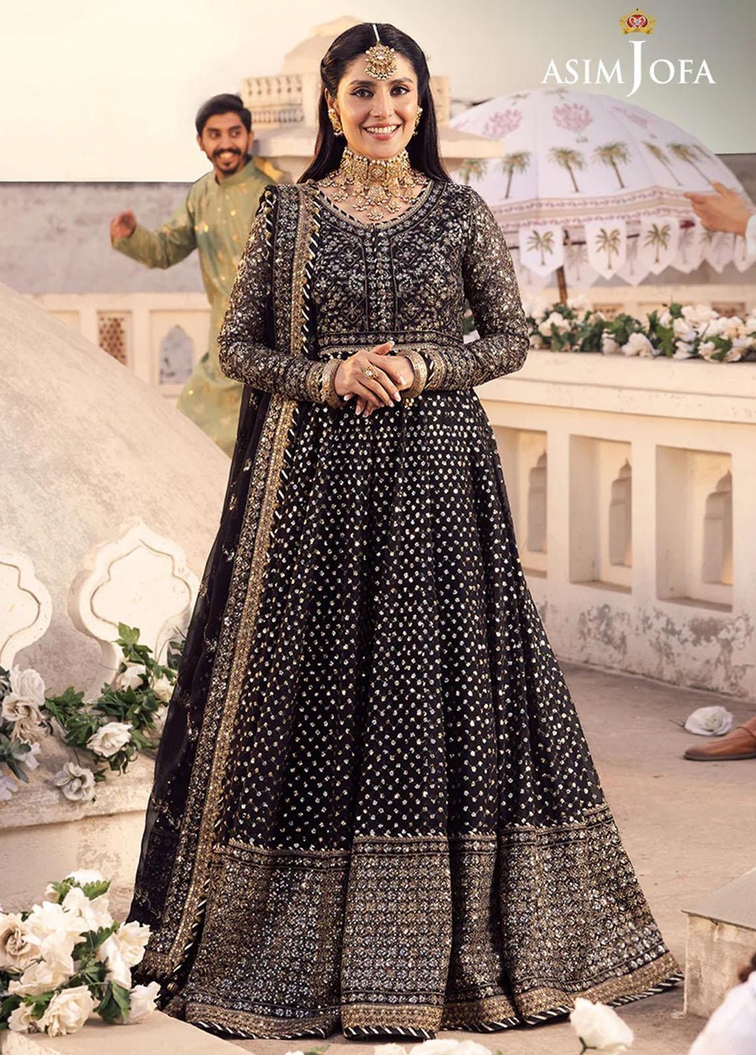 Shehnai By Asim Jofa Embroidered Chiffon Suits Unstitched 3 Piece AJ24SH AJSH-01 - Festive Collection